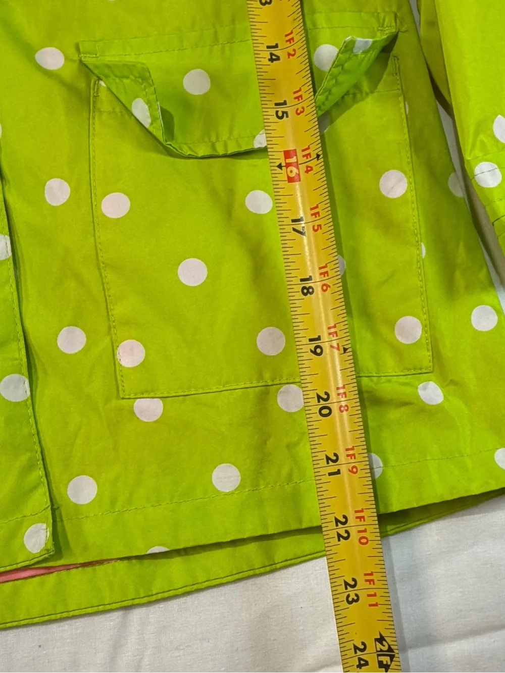 London Fog Lime Green Polka Dot Kids Raincoat with Frog Hood - Picture 8 of 9